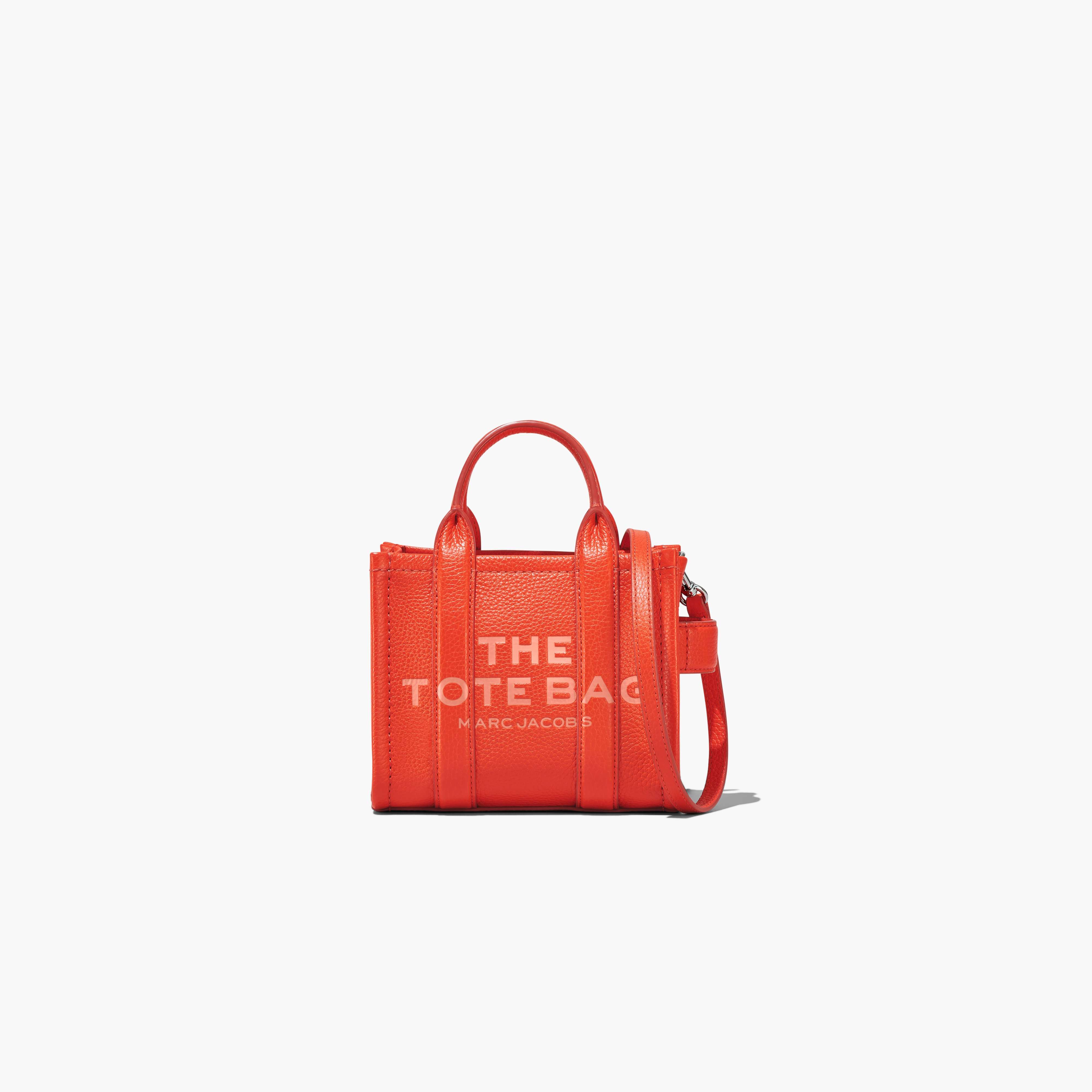 The Leather Crossbody Tote Bag in Electric Orange